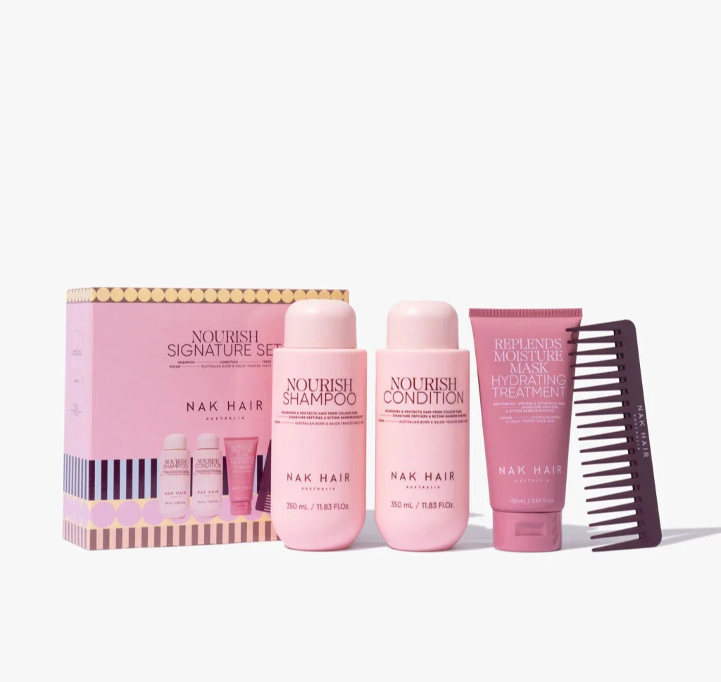 New NAK Hair Nourish Signature Trio Set +Bonus Comb